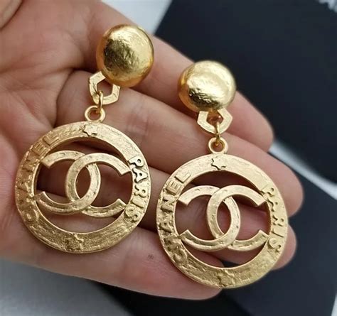 chanel hoop earrings vintage|Chanel inspired hoop earrings.